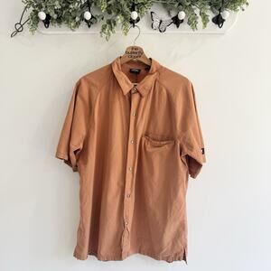 mens helly hansen Orange Button Down Shirt Large ef417